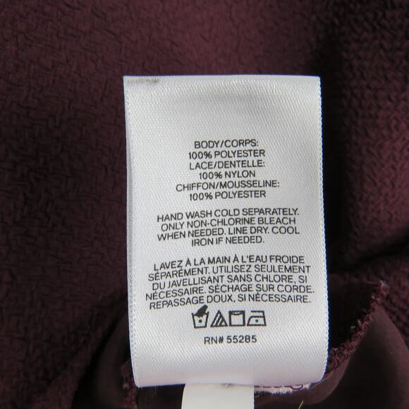 Express Burgundy Lace Balloon Sleeve Long Sleeve V-Neck Blouse XS - Picture 5 of 5